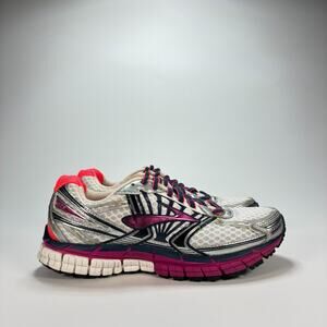 Brooks Adrenaline GTS 14 White Dark Blue Running Shoes 1201511B581 Womens Size 7